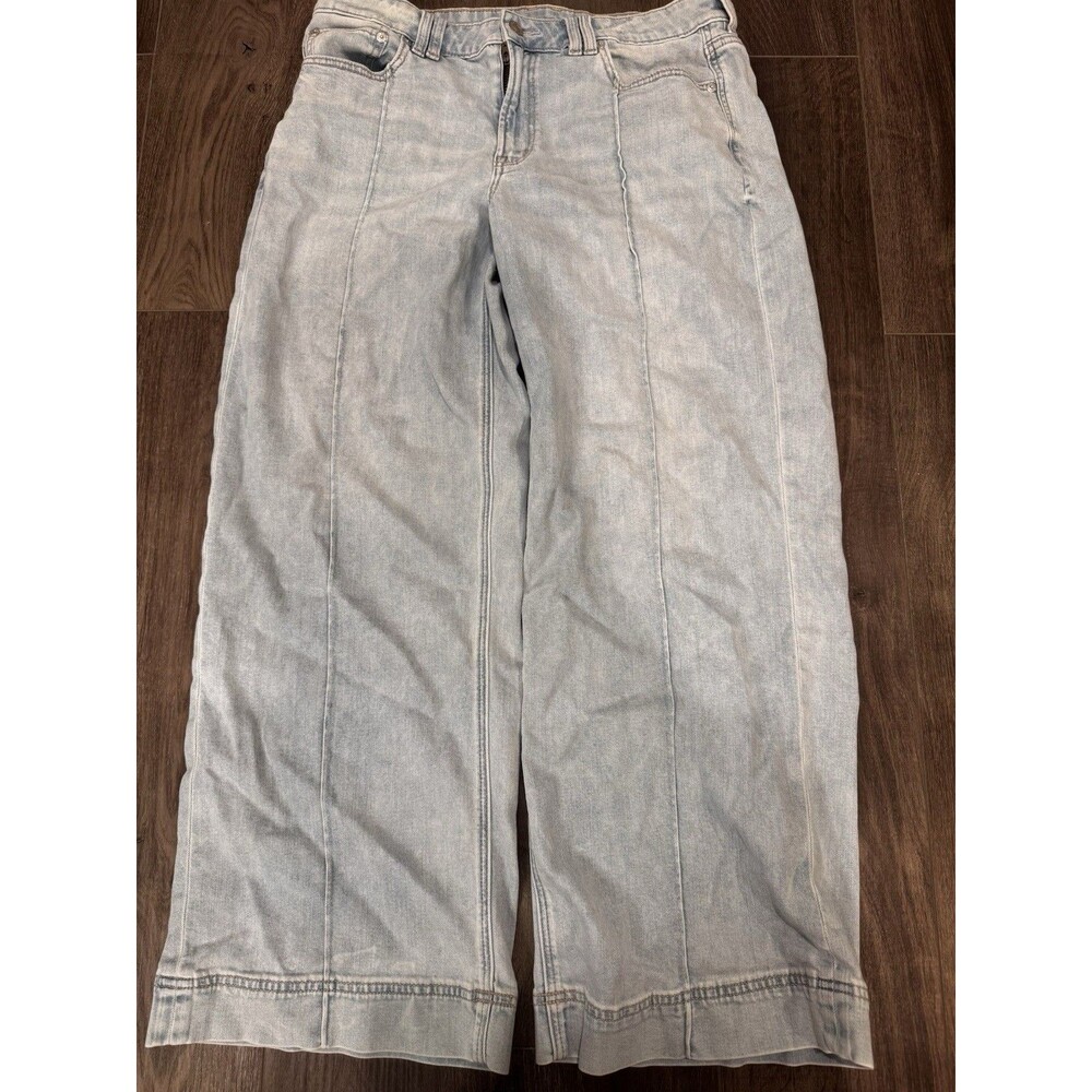American Eagle Low Rise Baggy Wide Leg Jeans Womens 10  Light Wash Stretch